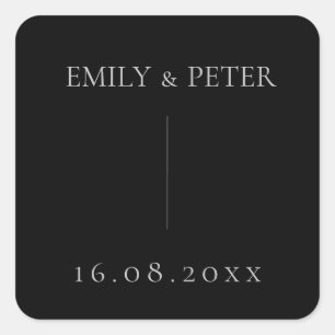 Elegant Modern Contemporary Minimalist Wedding Square Sticker