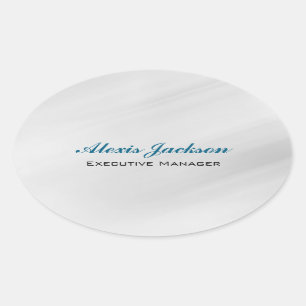 Elegant Modern Contemporary Style Grey Background Oval Sticker