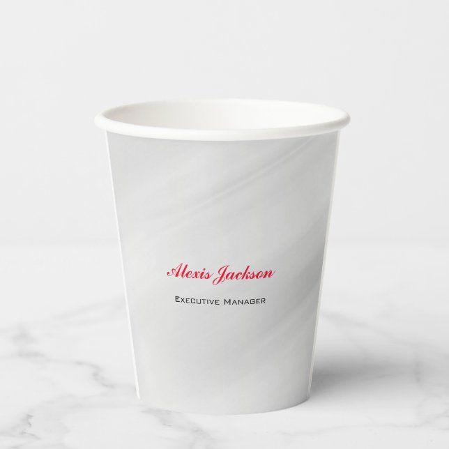 Elegant Modern Contemporary Style Grey Red Paper Cups (Front)