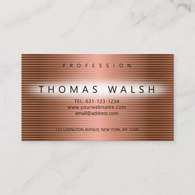 Elegant Modern Copper Card with Gold lines (Front)