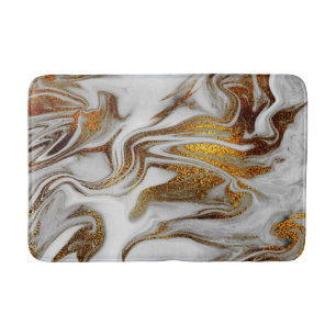 Elegant modern copper gold and white marble look bath mat