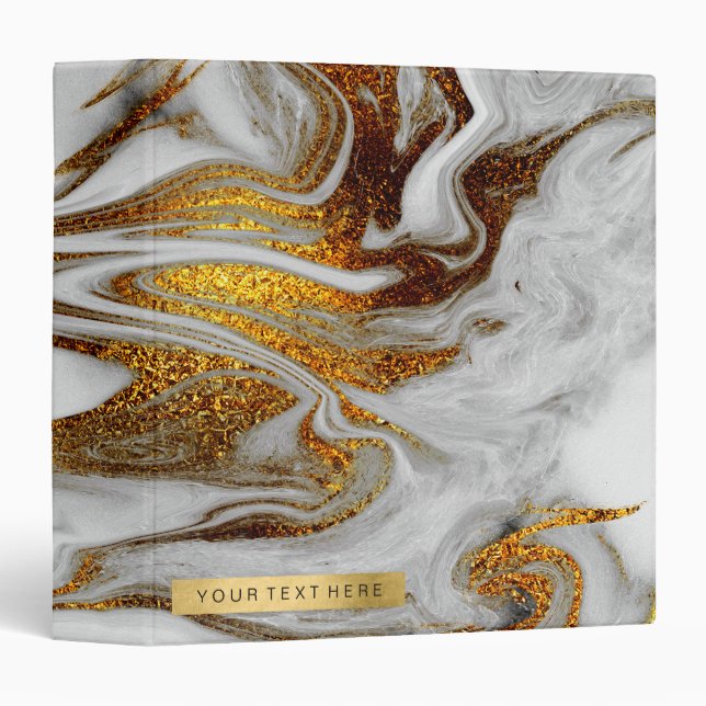 Elegant modern copper gold and white marble look binder (Front/Spine)