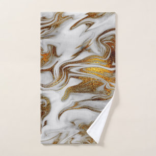 Elegant modern copper gold and white marble look hand towel