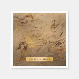 Elegant modern copper gold marble look napkin