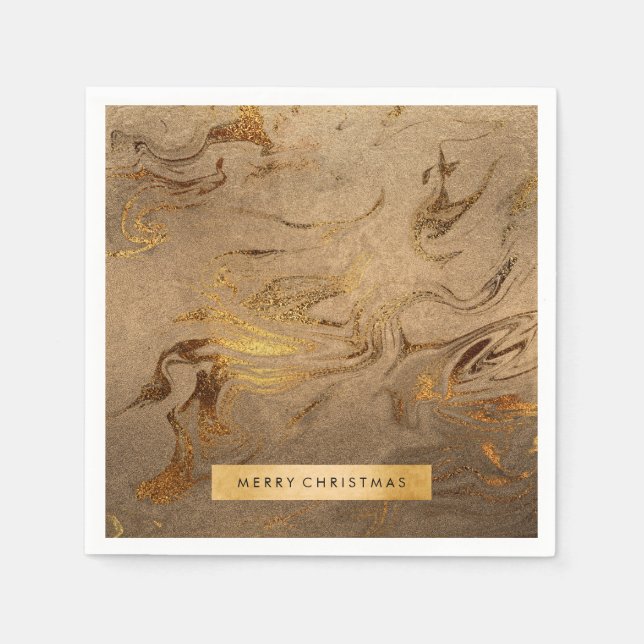 Elegant modern copper gold marble look napkin (Front)