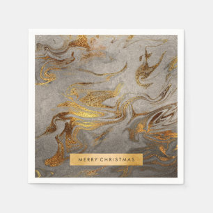 Elegant modern copper gold & silver marble look napkin