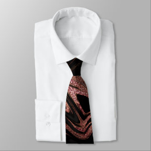 Elegant modern copper rose gold black marble look tie