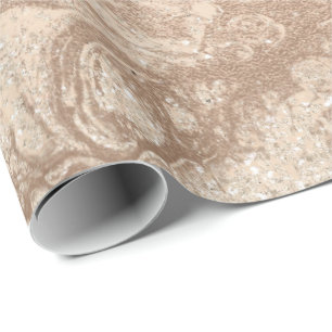 Elegant modern copper rose gold glitter marble wrapping paper