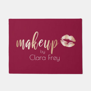 Elegant modern copper rose gold lips and makeup doormat