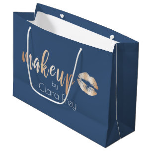 Elegant modern copper rose gold lips and makeup large gift bag