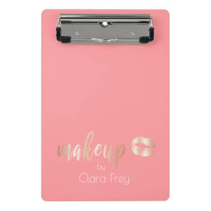 Elegant modern copper rose gold lips and makeup mini clipboard