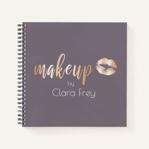 Elegant modern copper rose gold lips and makeup notebook