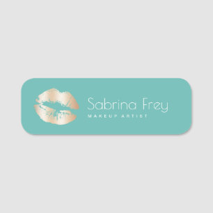 Elegant modern copper rose gold lips makeup artist name tag