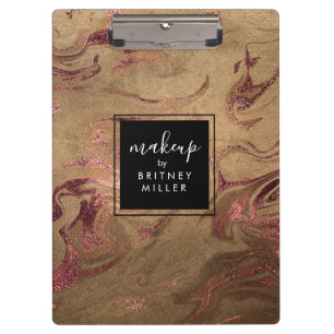 Elegant modern copper rose gold marble look clipboard