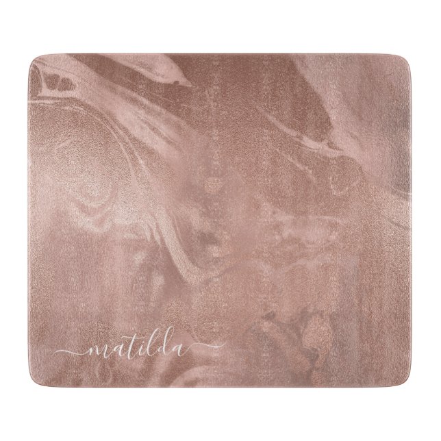 Elegant modern copper rose gold marble look cutting board (Front)