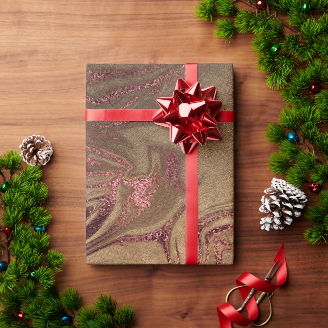 Elegant modern copper rose gold marble look wrapping paper (Holiday Gift)