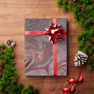Elegant modern copper rose gold purple marble look wrapping paper