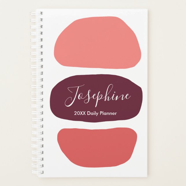 Elegant Modern Coral Pattern Personalize Daily Planner (Front)