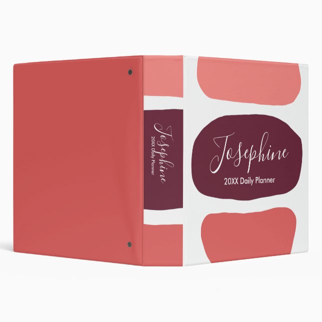 Elegant Modern Coral Red Pastel Chic Personalize  Binder (Background)