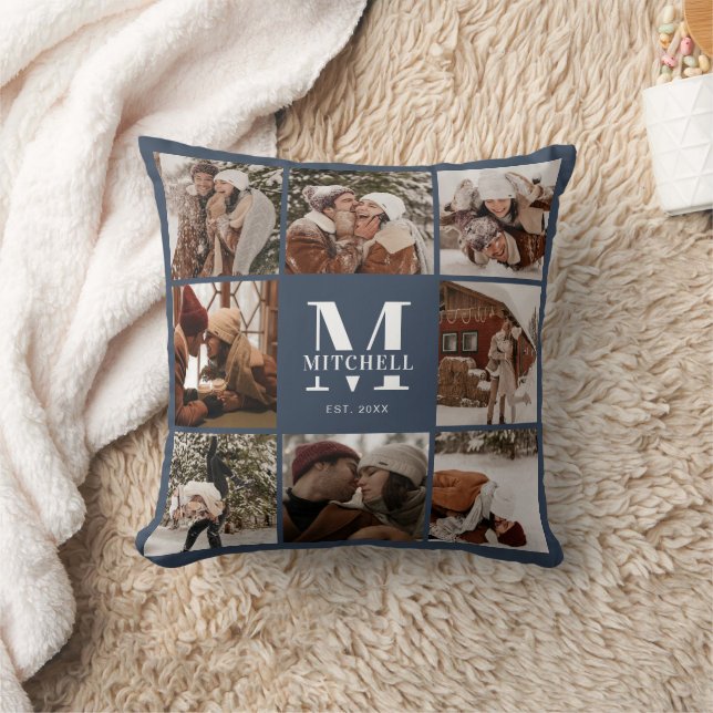 Elegant Modern Couple Photo Collage Personalized Throw Pillow (Blanket)