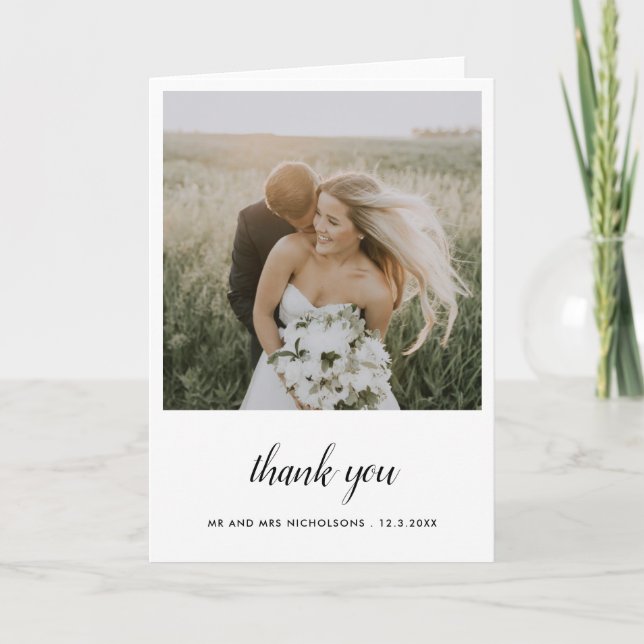 Elegant Modern Couple Wedding Thank You | Script (Front)