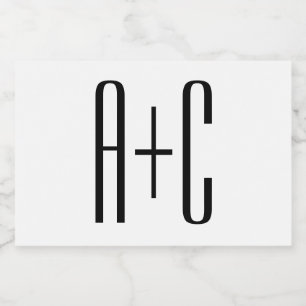 Elegant Modern Couples Initials   White & Black Food Label