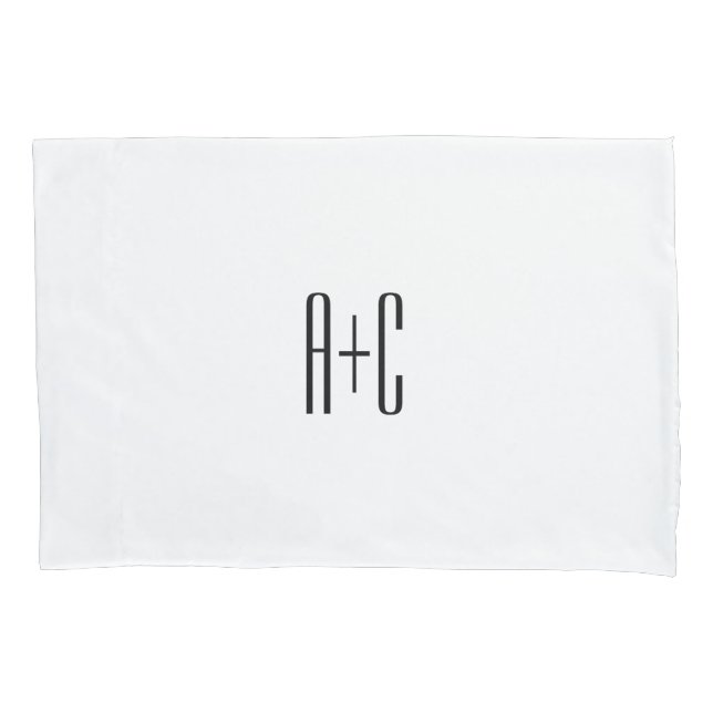 Elegant Modern Couples Initials | White & Black Pillowcase (Front)
