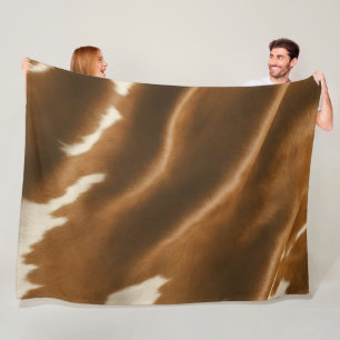 Elegant Modern Cow Faux Leather Collection Fleece Blanket
