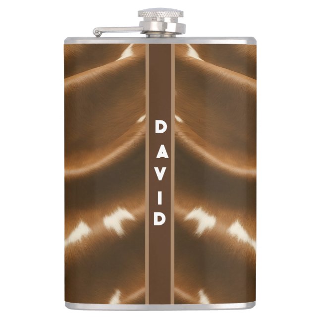 Elegant Modern Cow Faux Leather Collection Hip Flask (Front)
