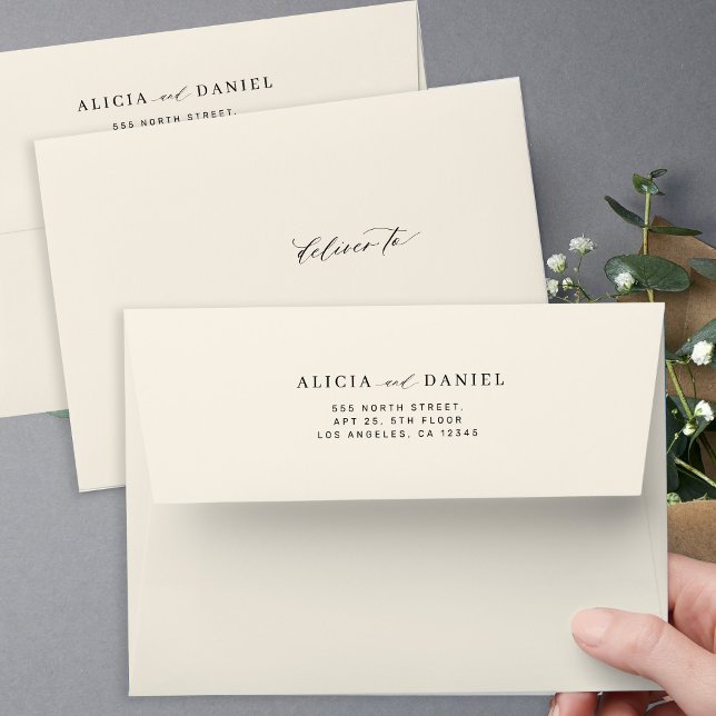 Elegant modern cream ivory wedding return address  envelope (Creator Uploaded)