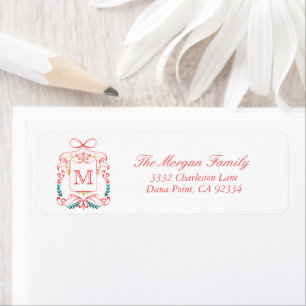 Elegant Modern Crest Fancy Bow Return Address