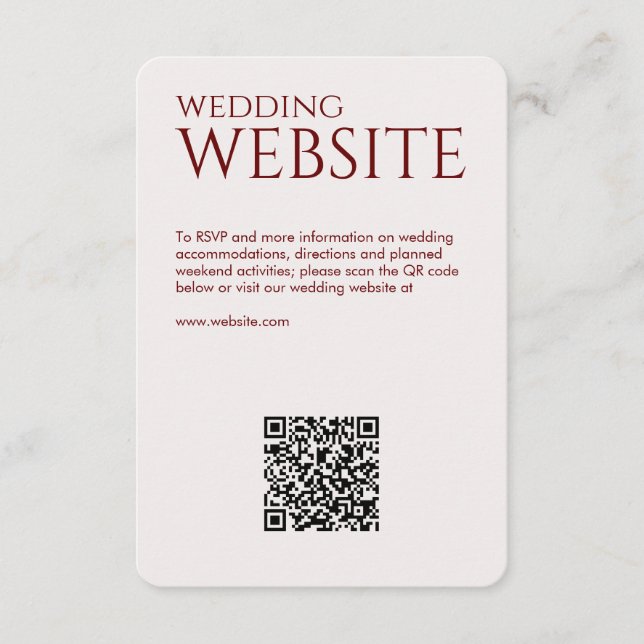 Elegant Modern Crimson Red Wedding Enclosure Card (Front)