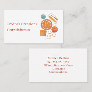 Elegant Modern Crochet Watercolor Crocheting Business Card