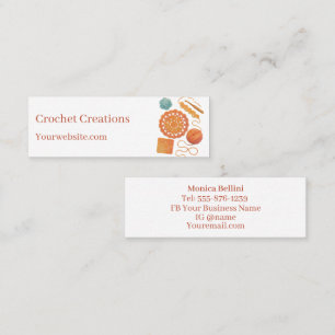 Elegant Modern Crochet Watercolor Crocheting Mini Business Card