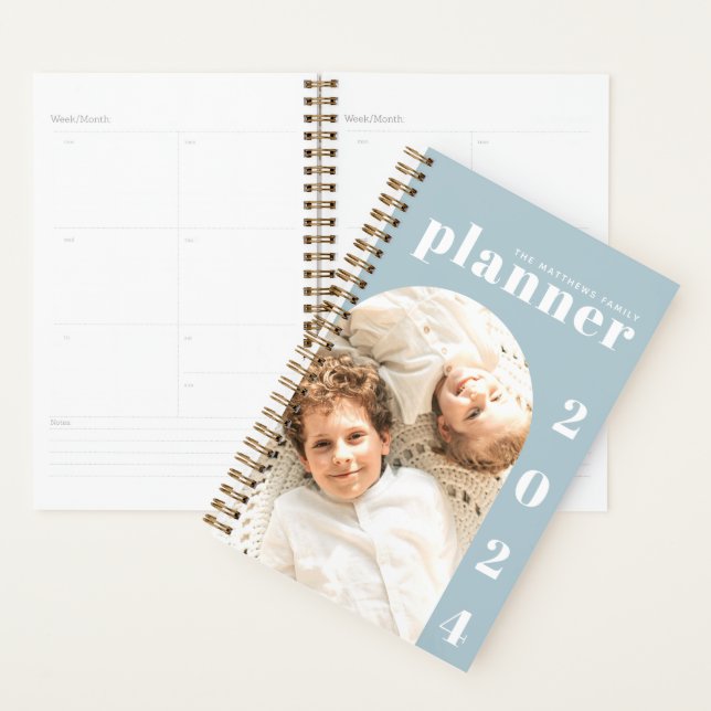 Elegant Modern Custom Family Photo 2024 Calendar Planner (Display)