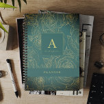 Elegant modern custom monogram and name emerald planner<br><div class="desc">Stylish luxury emerald green vintage monogrammed 2025 planner with trendy faux gold outline floral motif personalized with your name and text.</div>