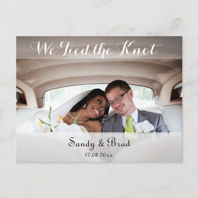Elegant Modern Custom  Photo Change Date Wedding Postcard (Front)