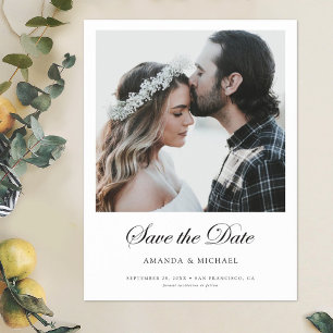 Elegant Modern Custom Photo Save the Date Magnetic Invitation