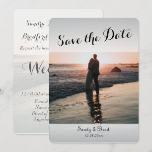 Elegant Modern Custom  Photo Save The Date Wedding Invitation