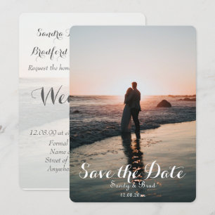 Elegant Modern Custom  Photo Save The Date Wedding Invitation