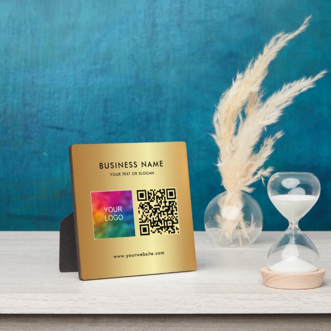 Elegant Modern Custom Text Logo QR Code Scannable Plaque (Insitu)