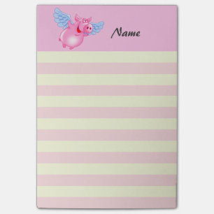 Elegant modern cute angel pig stripes personalized post-it notes