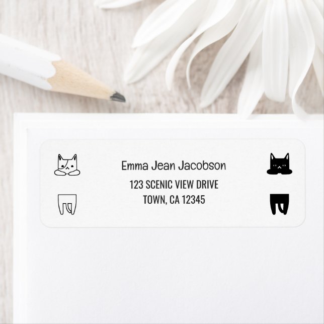 Elegant Modern Cute Cats 2 Photos Return Address  (Insitu)