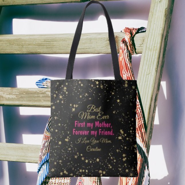 Elegant Modern Cute Mom Pink Gold Mothers Day Tote Bag (Creator Uploaded)