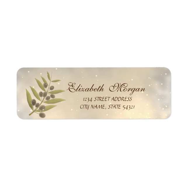 Elegant Modern Cute Olive Branch  Address (Front)