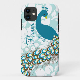 Elegant Modern Damask Peacock Personalized iPhone 11 Case