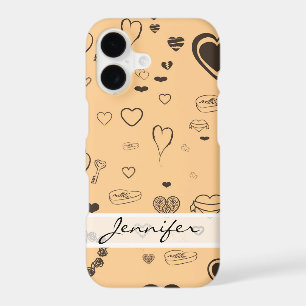 Elegant Modern Dark Grey Heart Pattern