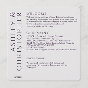 Elegant Modern Dark Purple Wedding Program