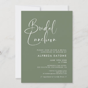 Elegant & modern Dark sage green Bridal luncheon Invitation