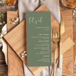 Elegant & modern dark sage green Let's eat wedding Menu<br><div class="desc">Let's eat! Wedding or reception party menu. A modern typography and a trendy sage green colour for your wedding stationery: choose this simple and elegant wedding suite. Fully customizable: you can change the background as well as the text colour as you like.</div>